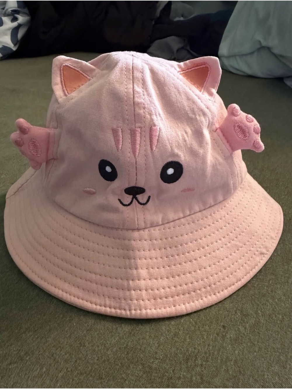 Cute Pink Cat Bucket Hat for Kids
